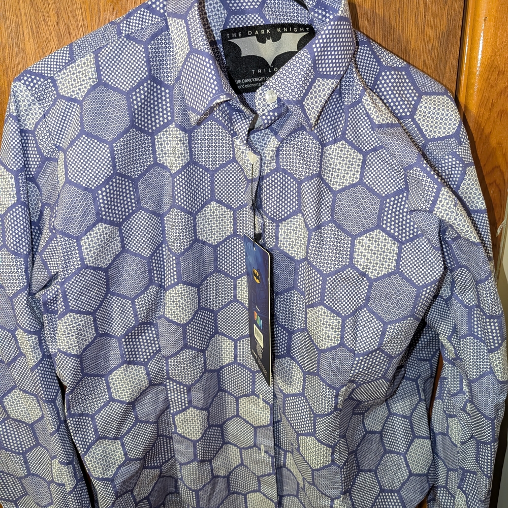 Men's Blue Hexagon Pattern Shirt